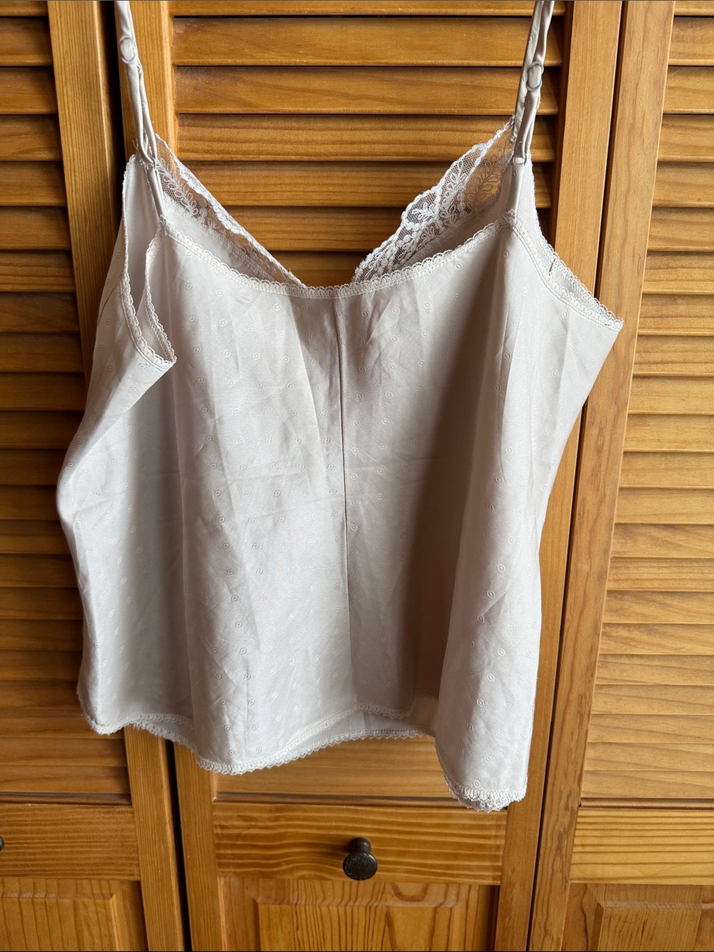 DIOR Silky Lace-Trim Slip Cami Top - Light Beige - Picture 5 of 5